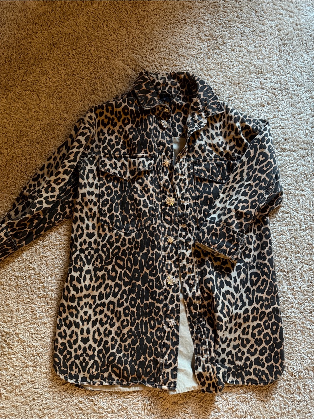 All Saints leopard denim shacket